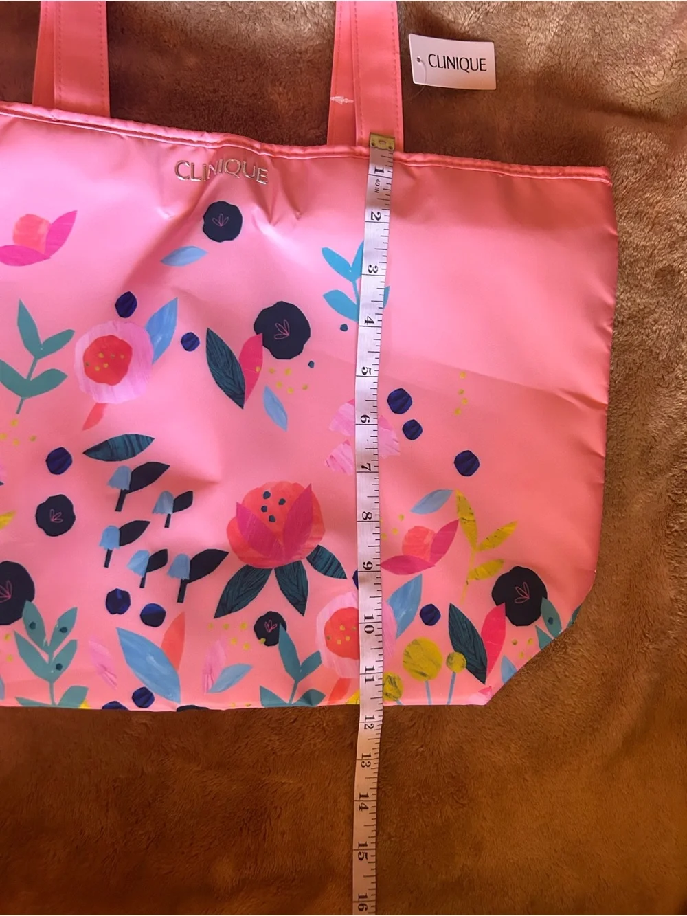 Clinique Pink Floral Print Tote